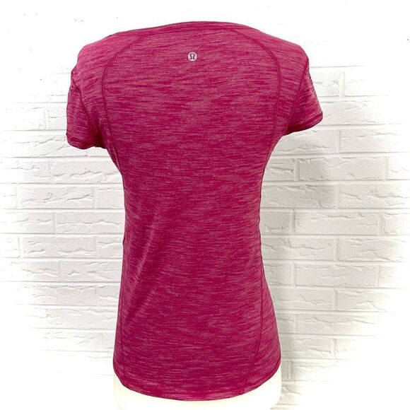 Lululemon Another Mile Short Sleeve Heathered Violet Red Size 4 - Picture 2 of 3